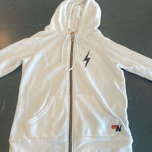 Aviator nation size small white bolt zip up hoodie